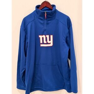 NFL Equipment New York Giants Mens Large Blue 1/4 Zip Fleece Pullover DJ83